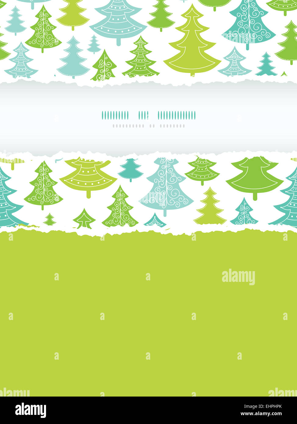 Holiday Christmas trees vertical torn frame seamless pattern background ...