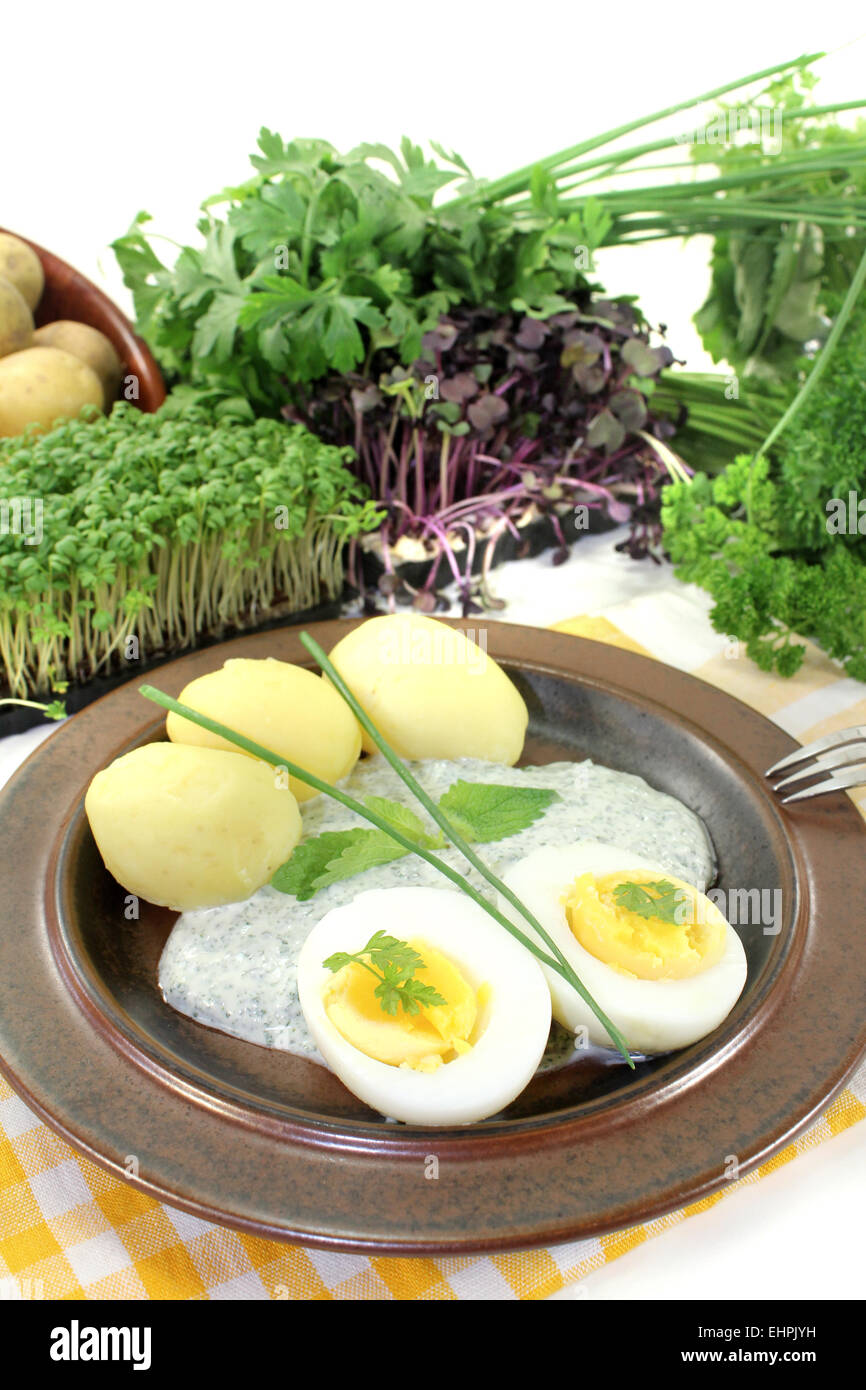frankfurt green sauce with egg Stock Photo Alamy