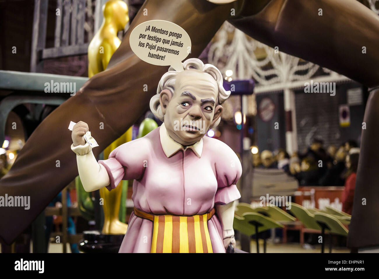 Valencia, Spain. 16th Mar, 2015. A 'ninot' representing former Catalan president Jordi Pujol, is part of the Falla 'Cuba - Literato Azorin' by artist Vicente LLacer with a budget of 130.000â‚¬ becomes eighth in the 'SecciÃ³ Especial' 2015 Credit:  Matthias Oesterle/ZUMA Wire/ZUMAPRESS.com/Alamy Live News Stock Photo