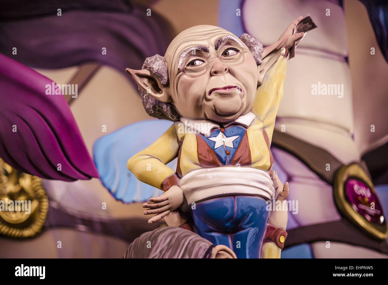 Valencia, Spain. 17th Mar, 2015. A 'ninot' representing former Catalan president Jordi Pujol, is part of the Falla 'Convento Jerusalen' titled 'Twilight of the Gods' by artist Pedro Santaeulalia with a budget of 230.000â‚¬ wins the third price in the SecciÃ³ Especial 2015 Credit:  Matthias Oesterle/ZUMA Wire/ZUMAPRESS.com/Alamy Live News Stock Photo