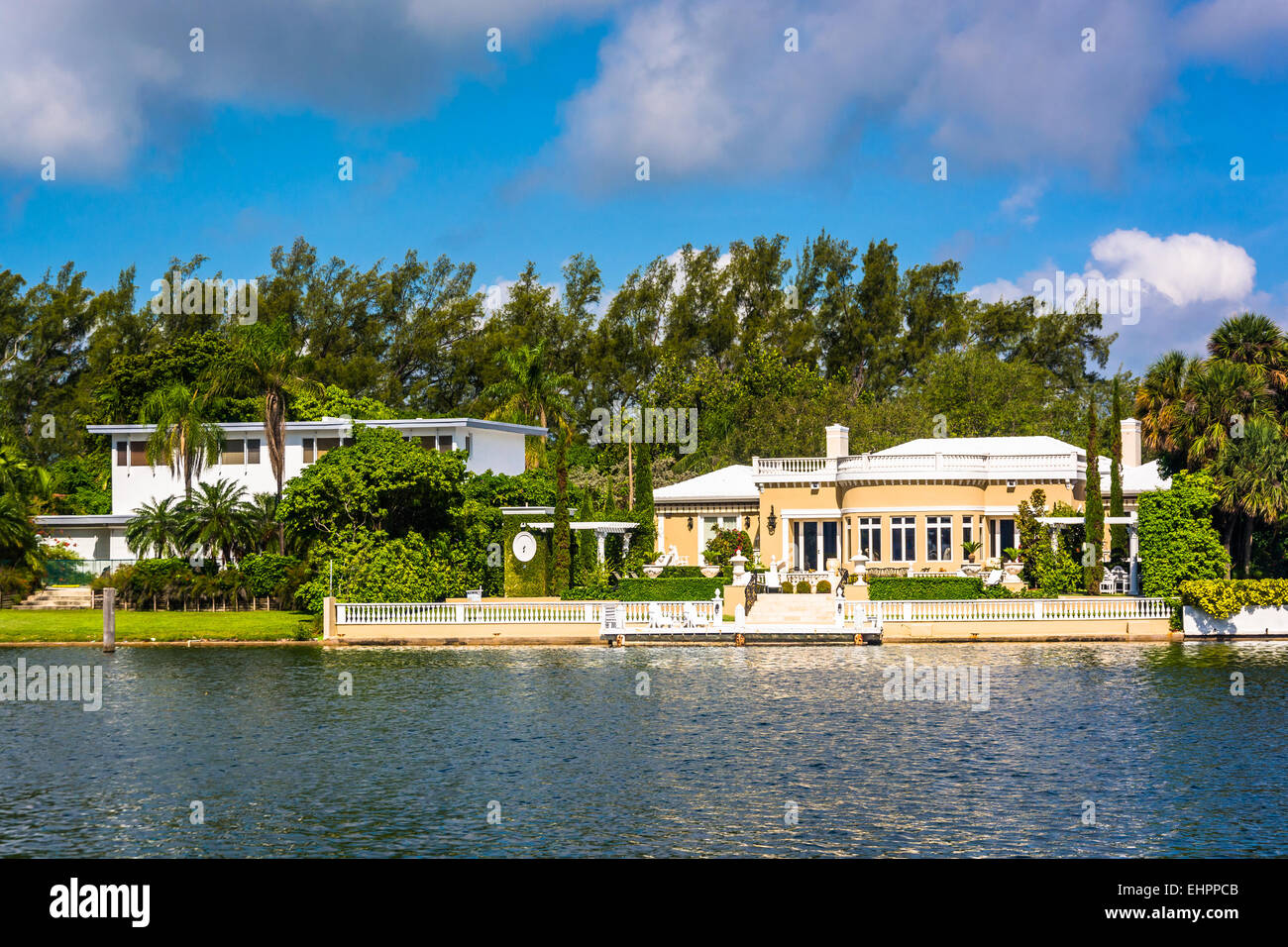 Houses along Collins Canal in Miami Beach, Florida Stock Photo Alamy