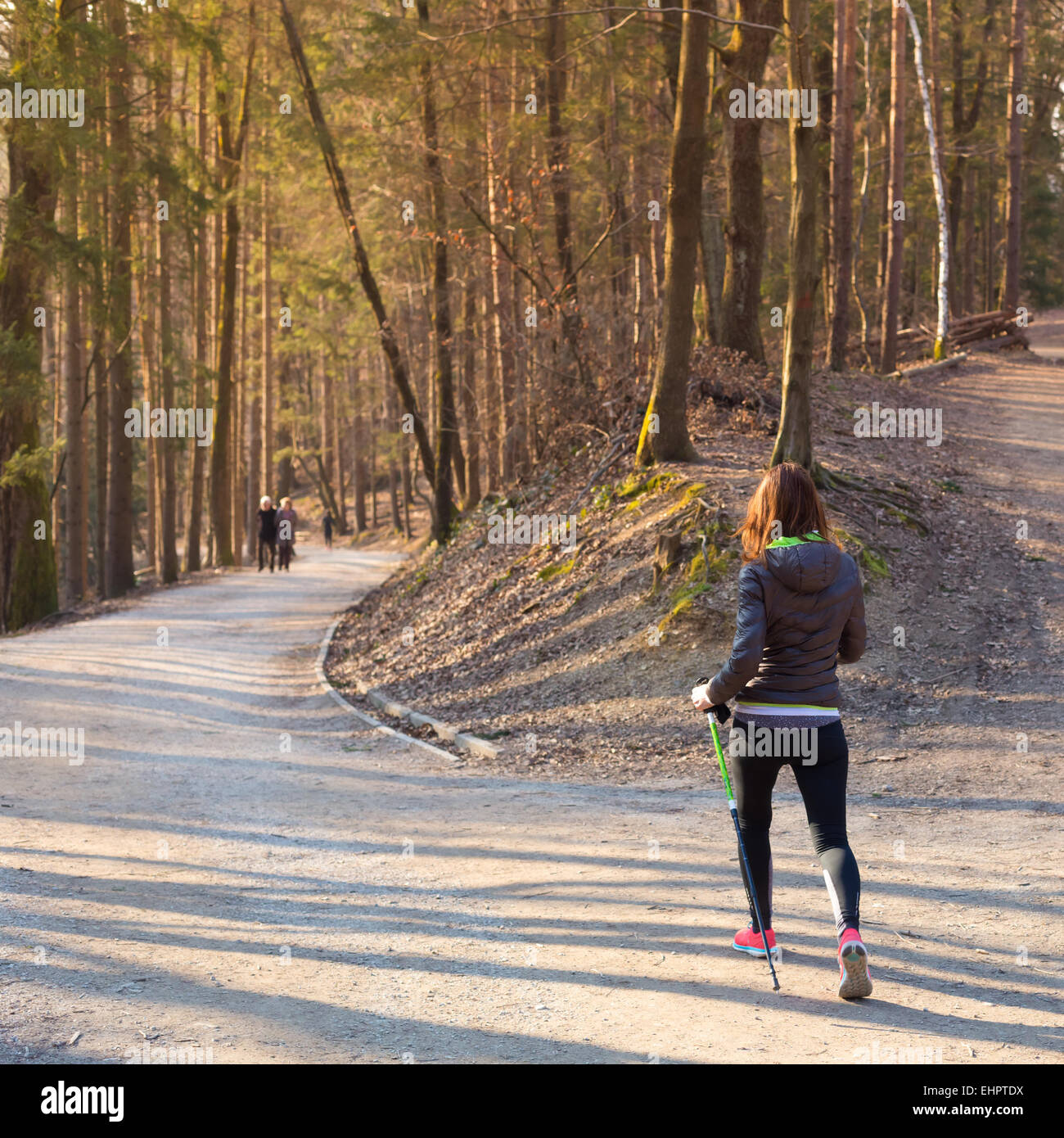 Woman hiking in nature Stock Photo - Alamy