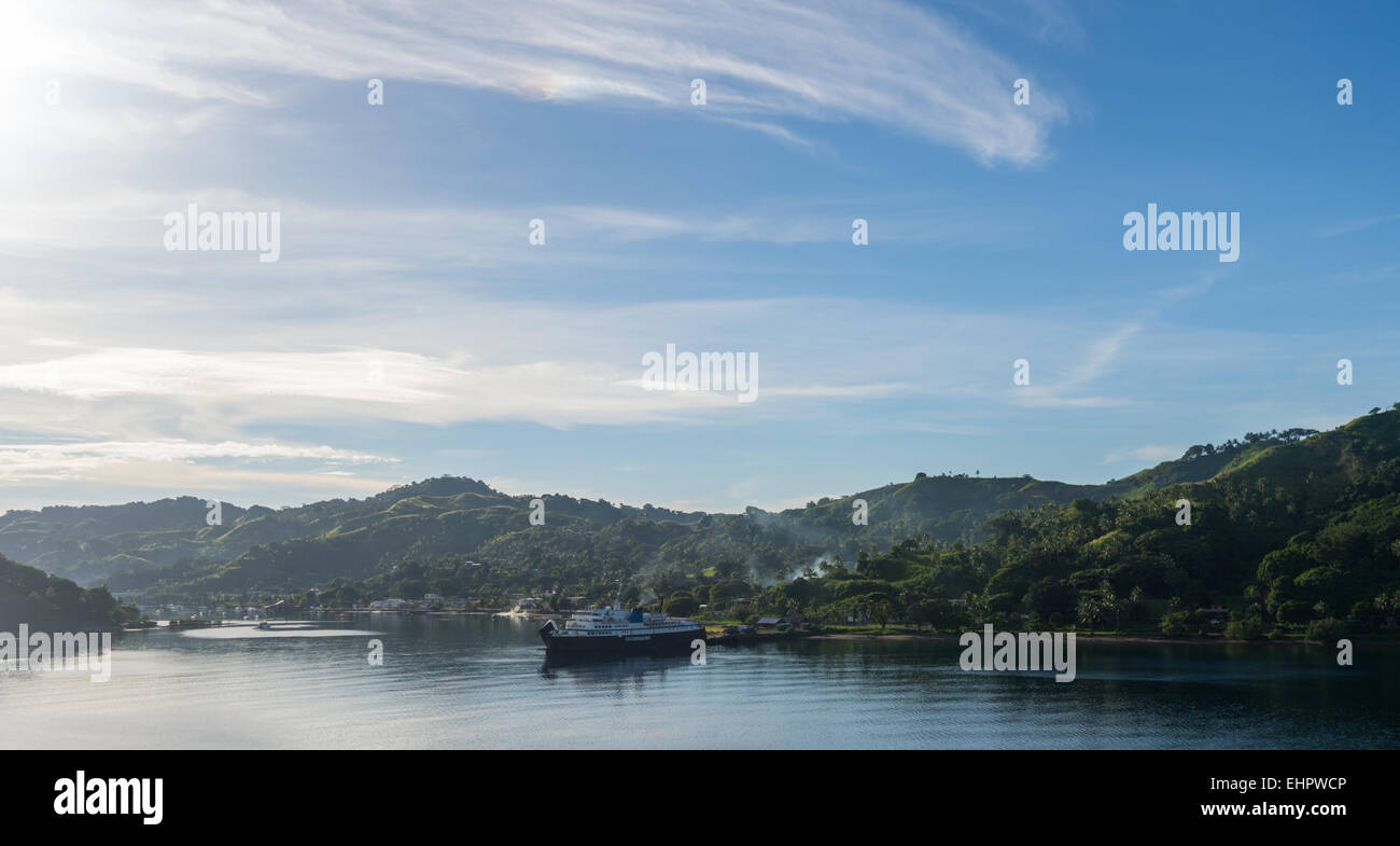 The town of Savusavu located in Fiji in the South Pacific. Stock Photo