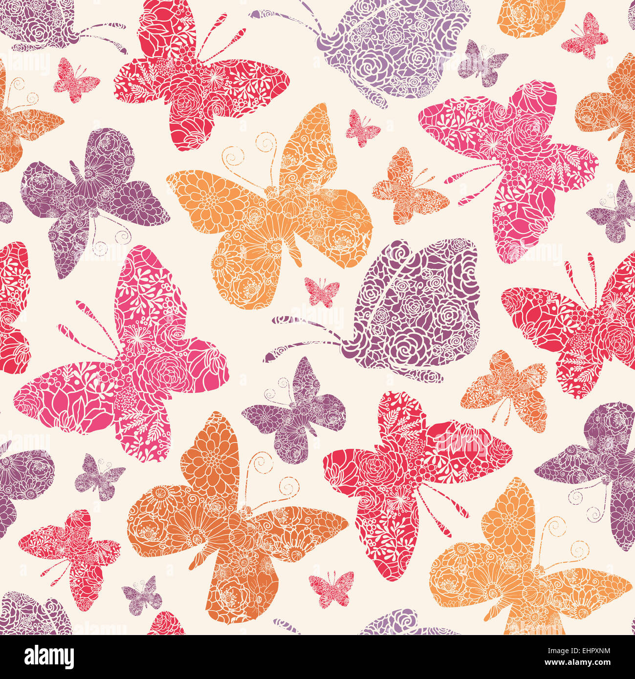 Floral butterflies seamless pattern background Stock Photo - Alamy
