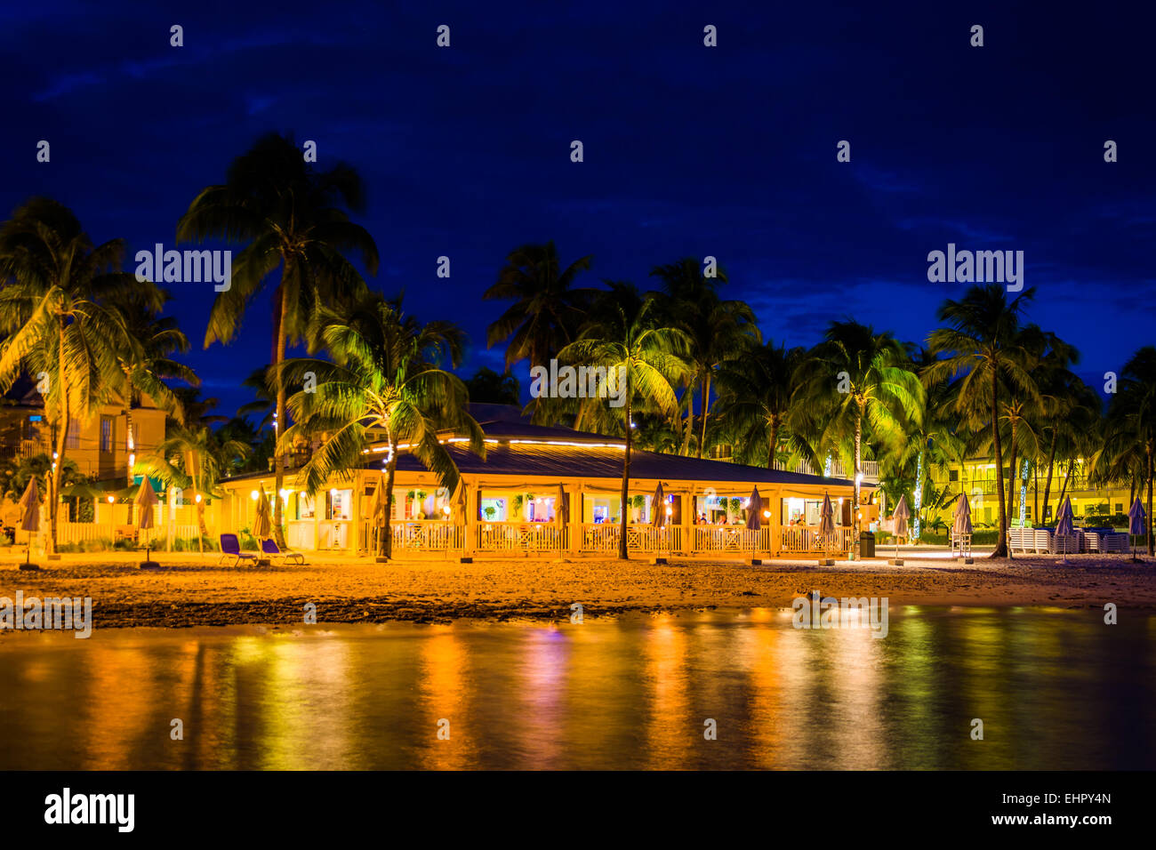 South Beach at night, in Key West, Florida. Stock Photo