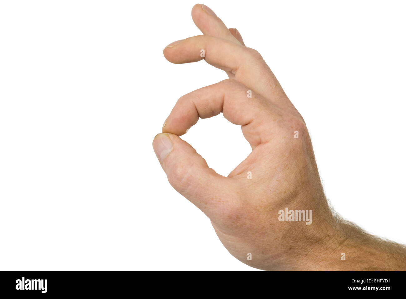 A complete hand is showing a sign Stock Photo