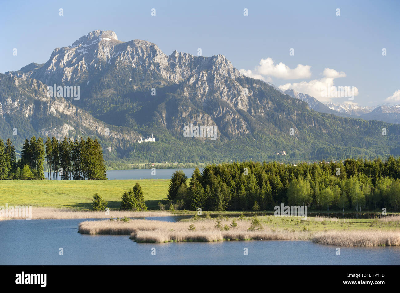 panorama landscape in bavaria with alps Stock Photo