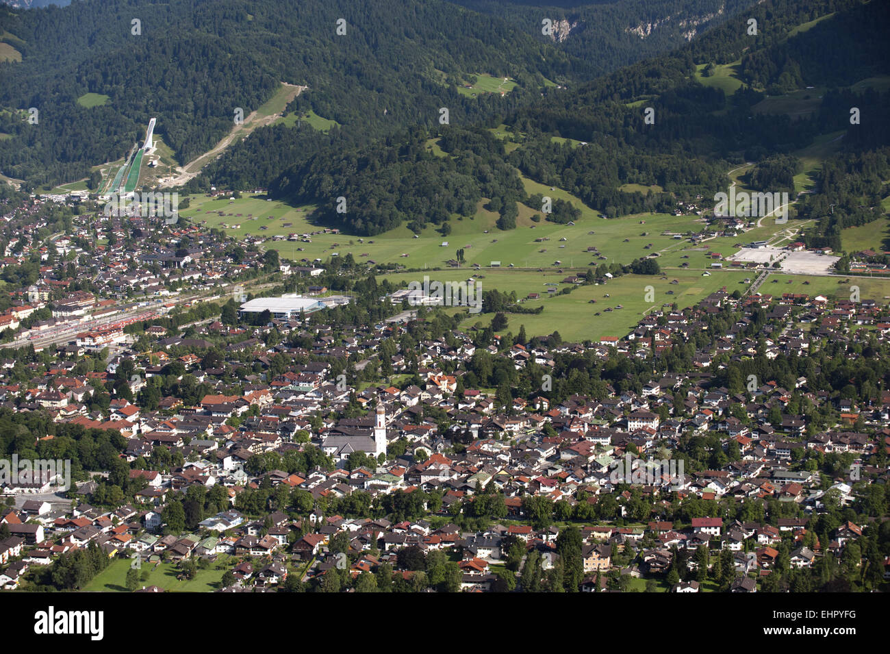 panorama of city Garmisch in Bavaria Stock Photo