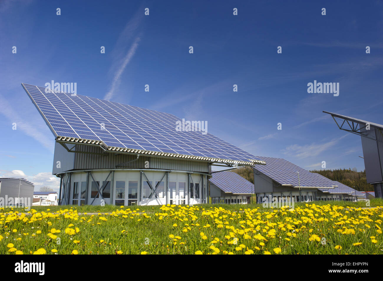 solar panels on roof in germany Stock Photo