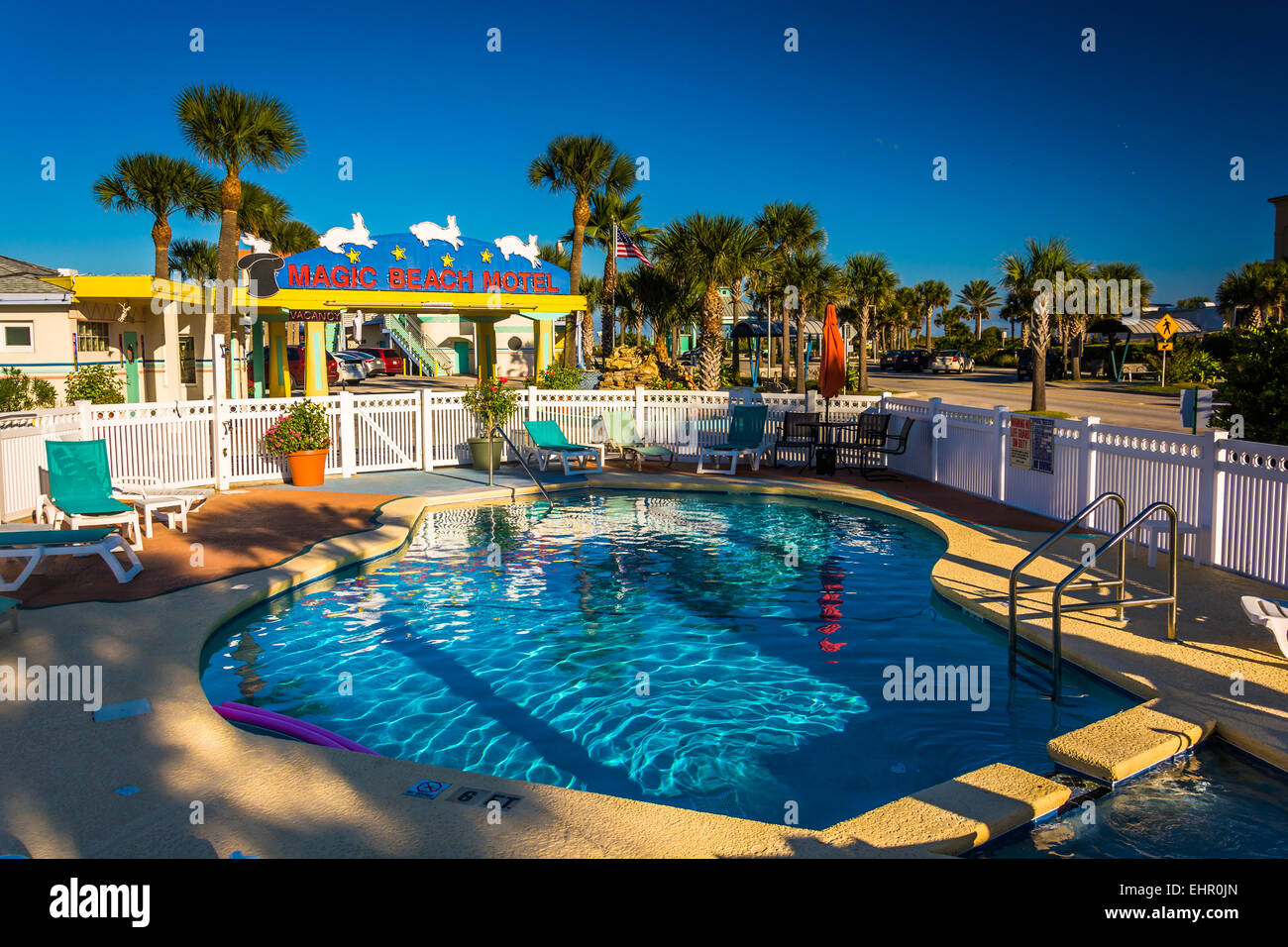 Swimming pool at the Magic Beach Hotel in Vilano Beach, Florida Stock
