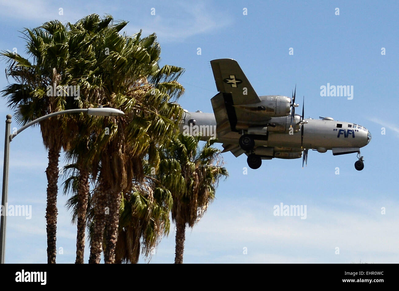 Van Nuys CA. 16th Mar, 2015. The only flying WWII Boeing B29