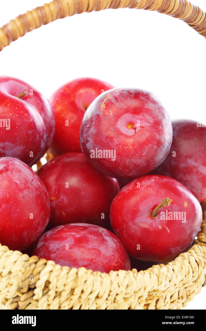 Ripe red plums. Stock Photo