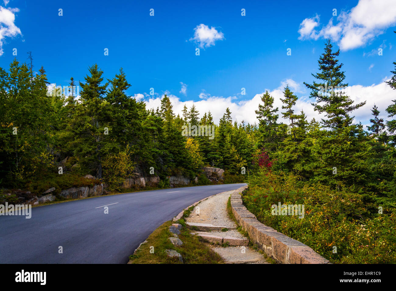 The Park Loop Road in Acadia National Park, Maine. Stock Photo