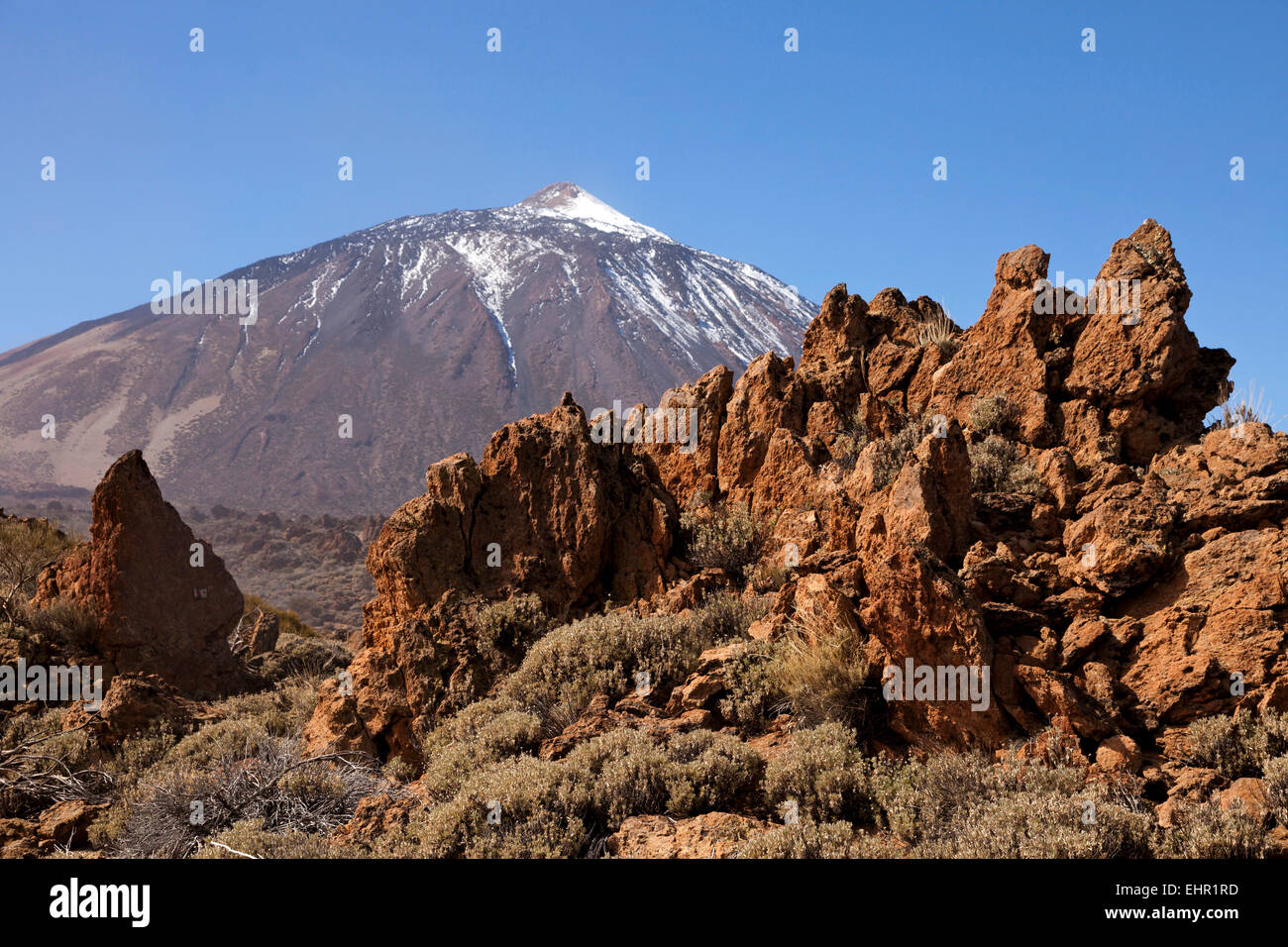 Pico del Teide and Teide National Park landscape, Tenerife, Canary Islands, Spain, Europe Stock Photo