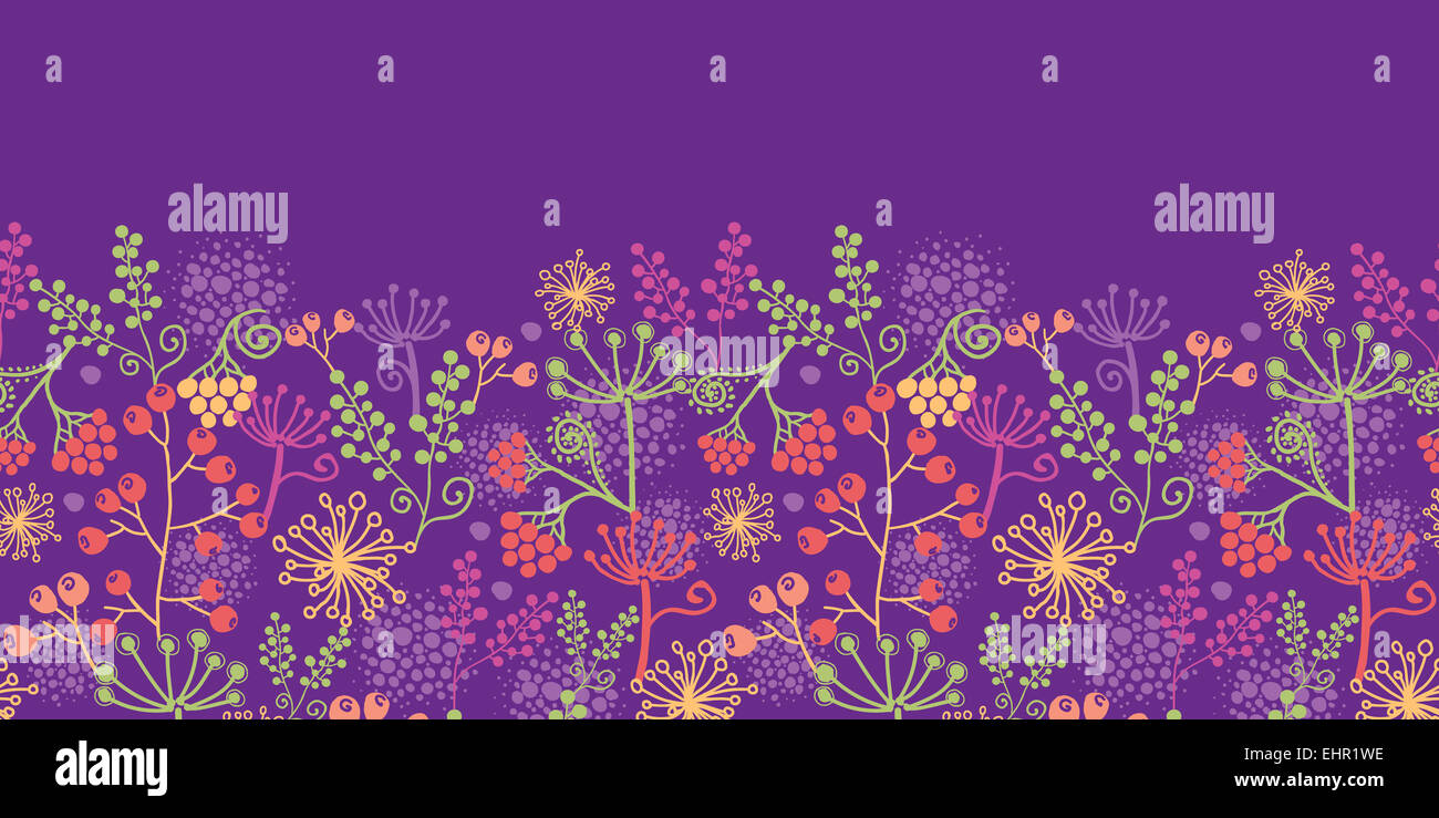 Colorful garden plants horizontal seamless pattern background border ...