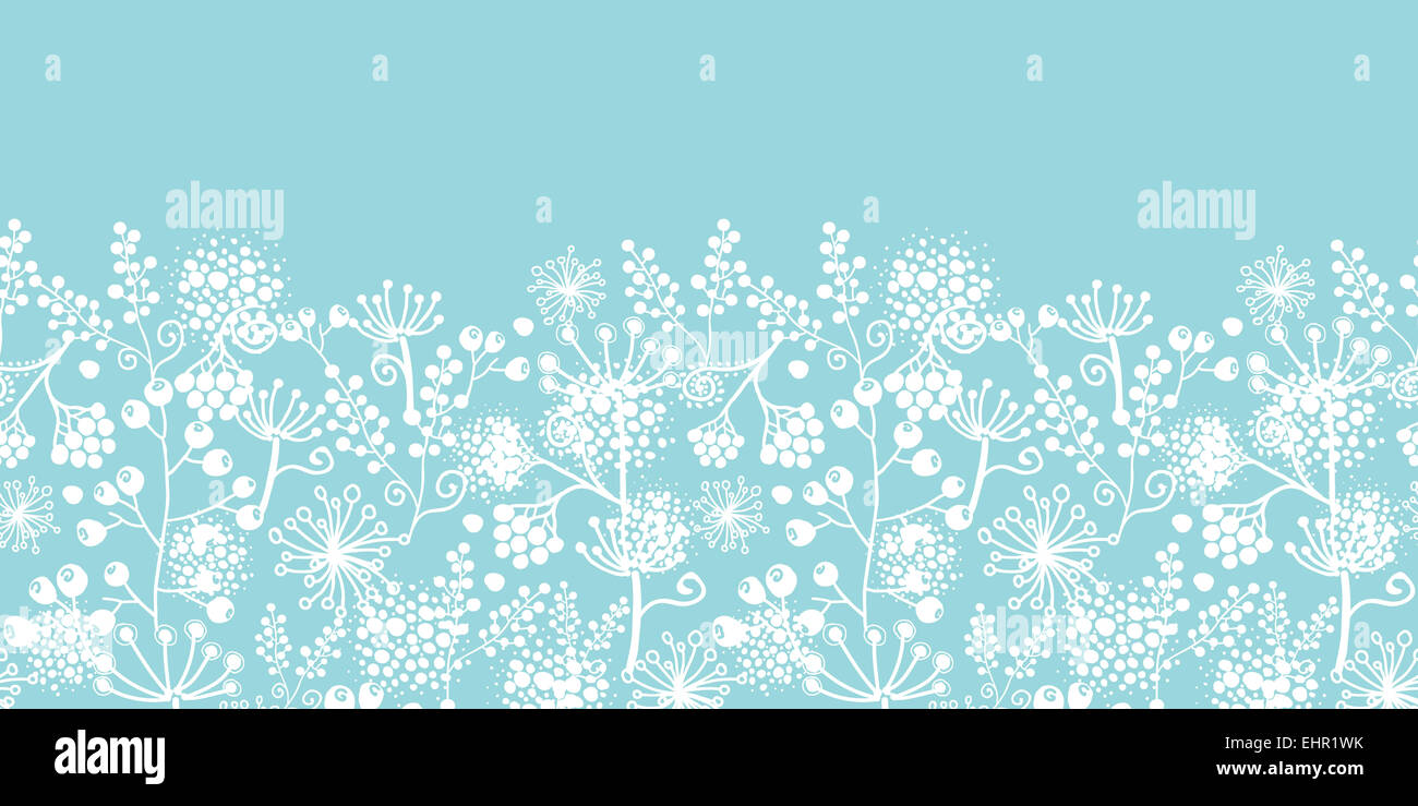 Blue and white lace garden plants horizontal seamless pattern ...