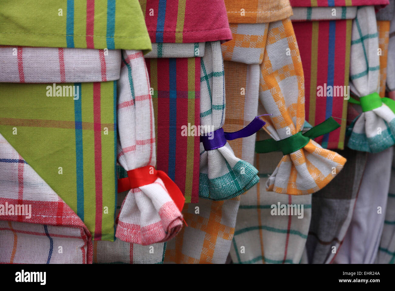 Colorful tea towels Stock Photo