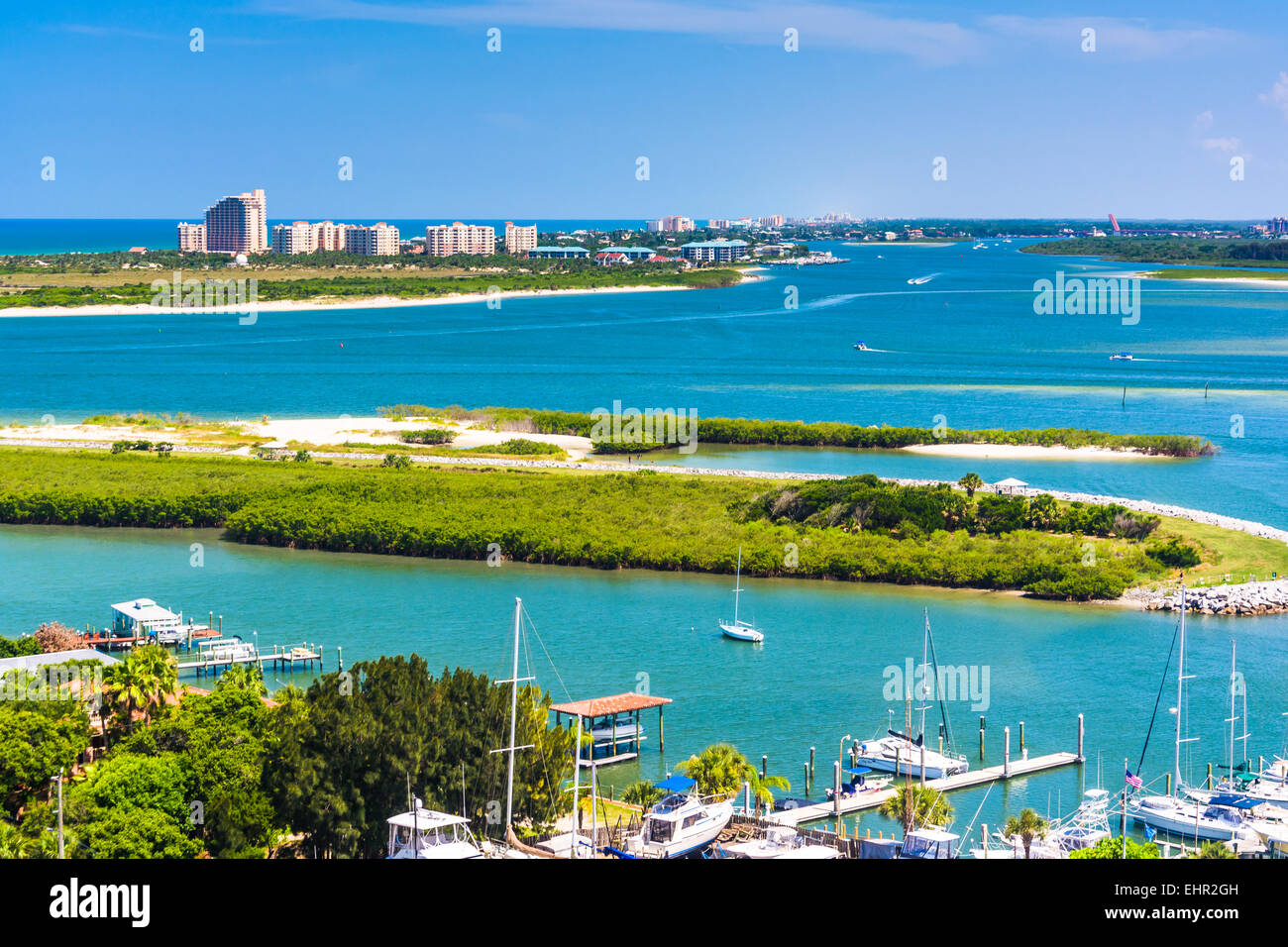 View of Ponce Inlet and New Smyrna Beach from Ponce de Leon Inlet