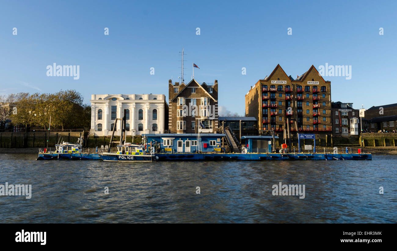 A view from the river Thames in London. Waterfront living. Stock Photo
