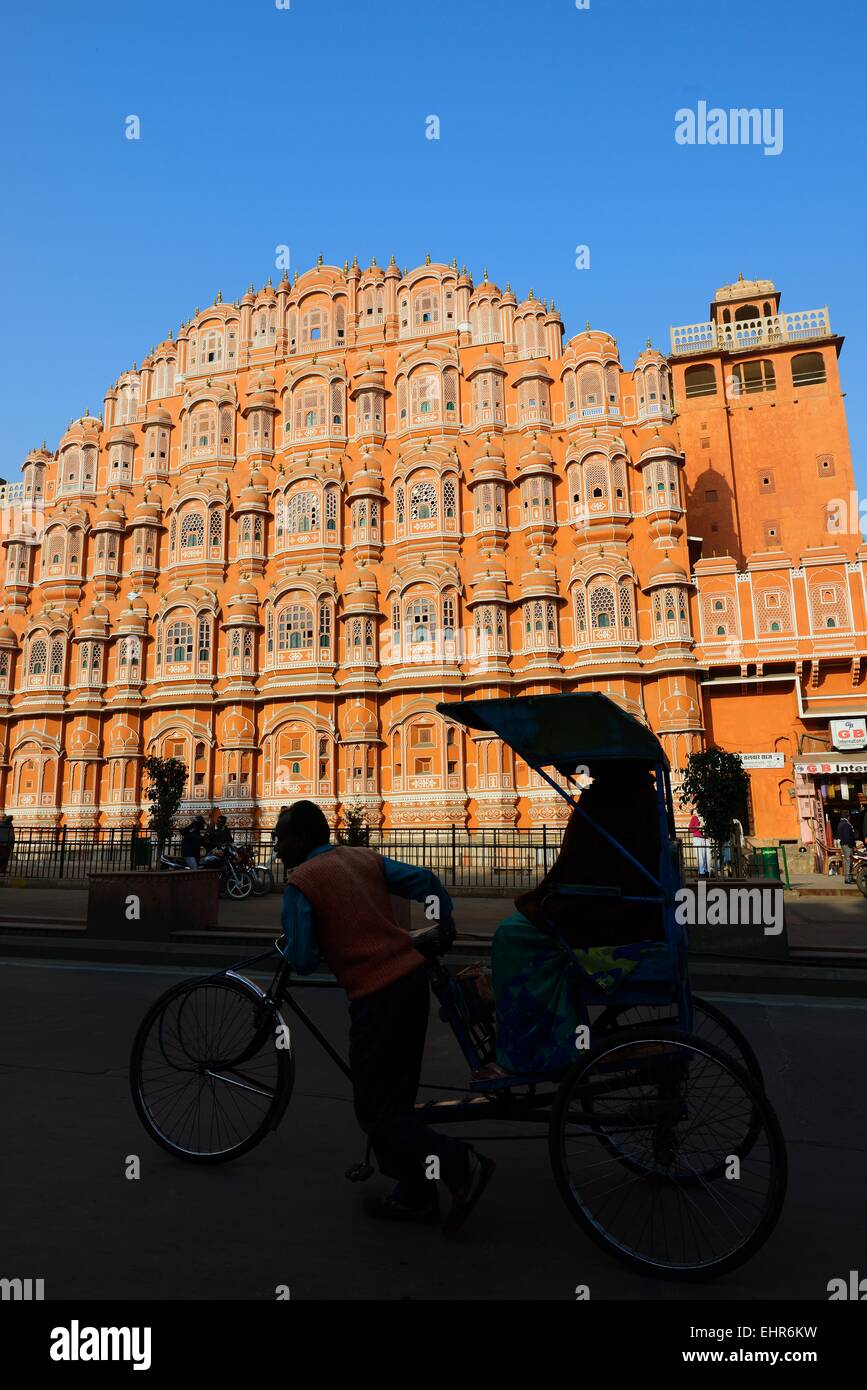 India, Rajasthan, Jaipur, Hawa Mahal, the Wind Palace Stock Photo