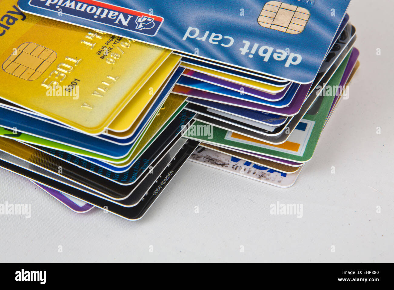 Assortment of credit and debit cards Visa and Mastercard 151151 Credit ...