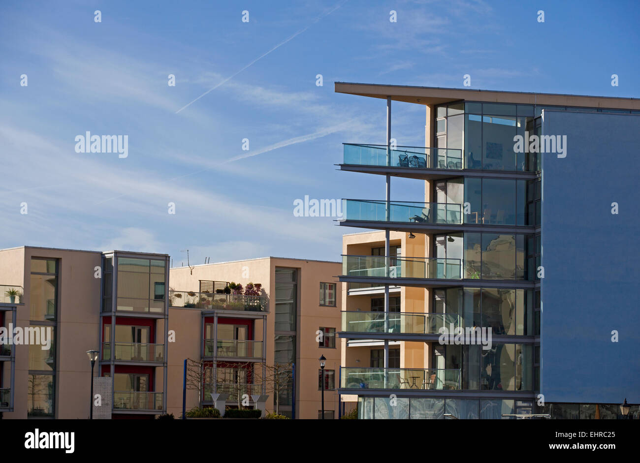 Modern apartment buildings on the harbour side at Bristol docks Stock