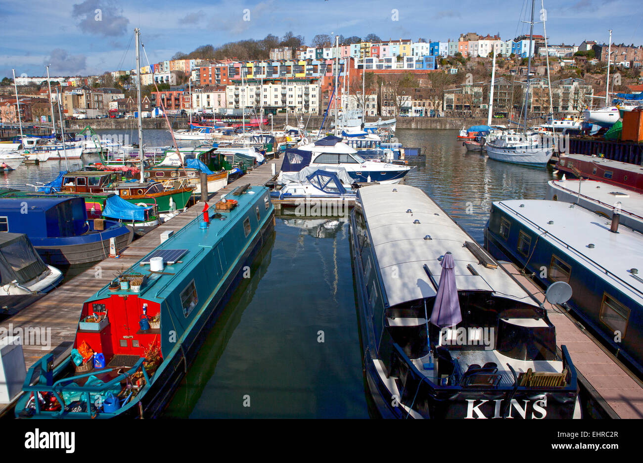 House boats on the harbourside in Bristol Stock Photo Alamy