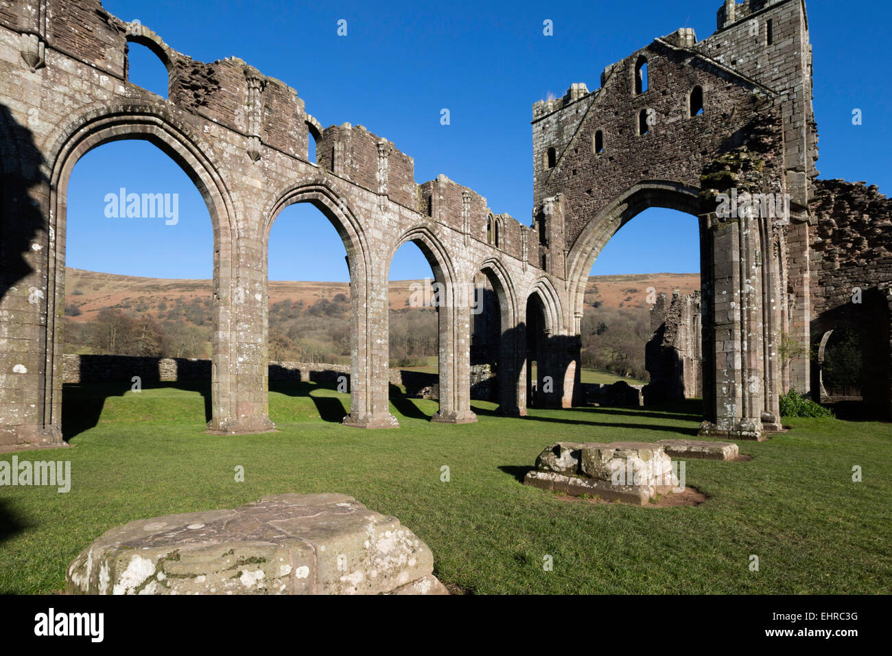 Ruins of Llanthony Priory, near Abergavenny, Brecon Beacons National Park, Monmouthshire, Wales, United Kingdom Stock Photo