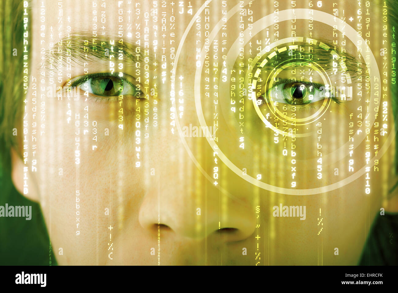 Modern cyber soldier with target matrix eye Stock Photo - Alamy