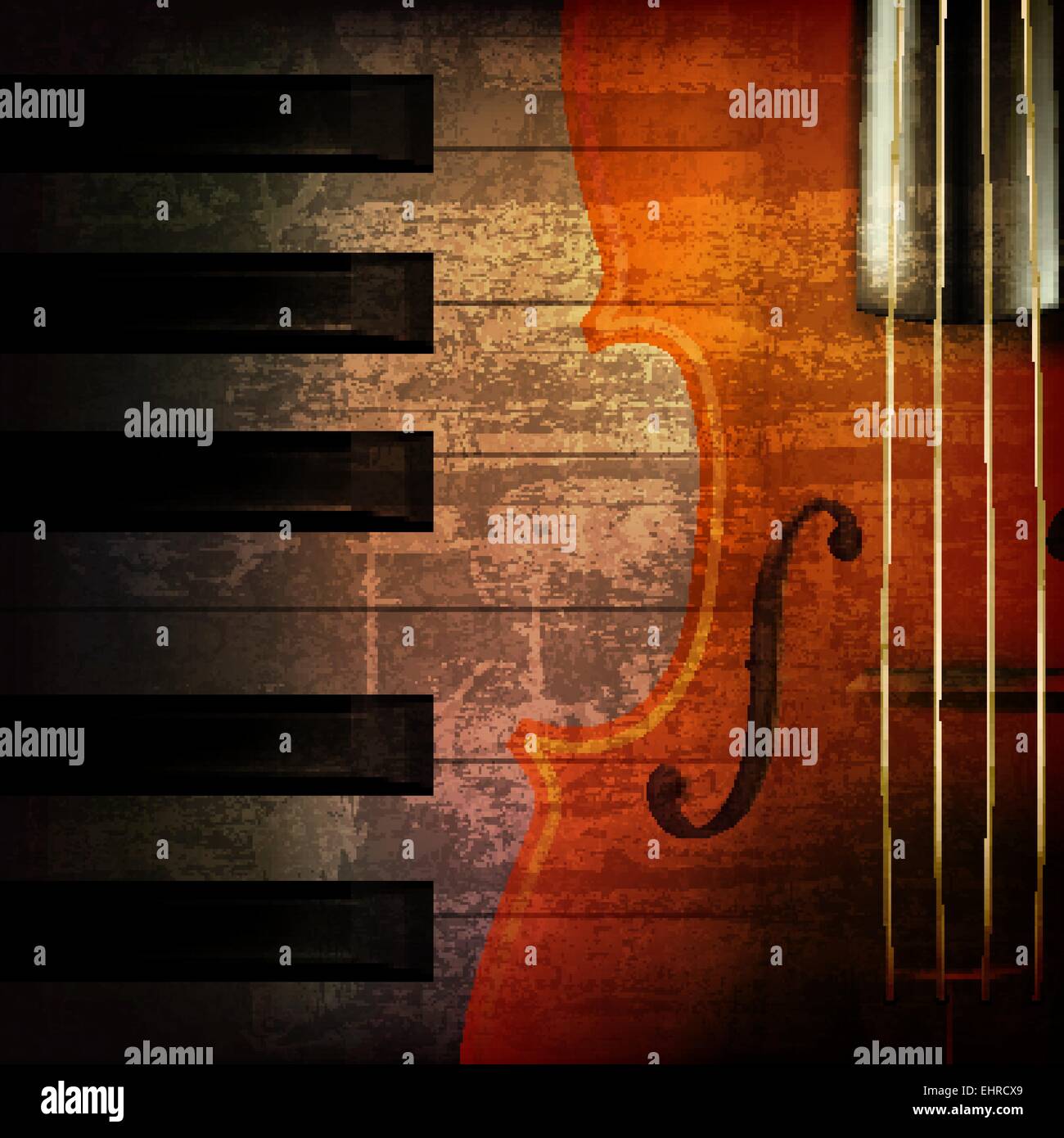 abstract brown grunge music background with violin Stock Vector Image ...