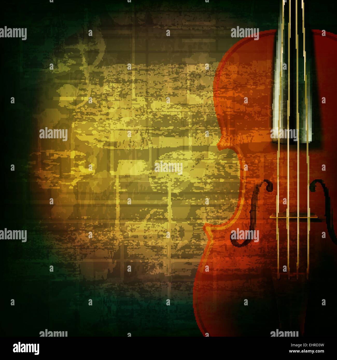 abstract green grunge music background with violin Stock Vector Image ...