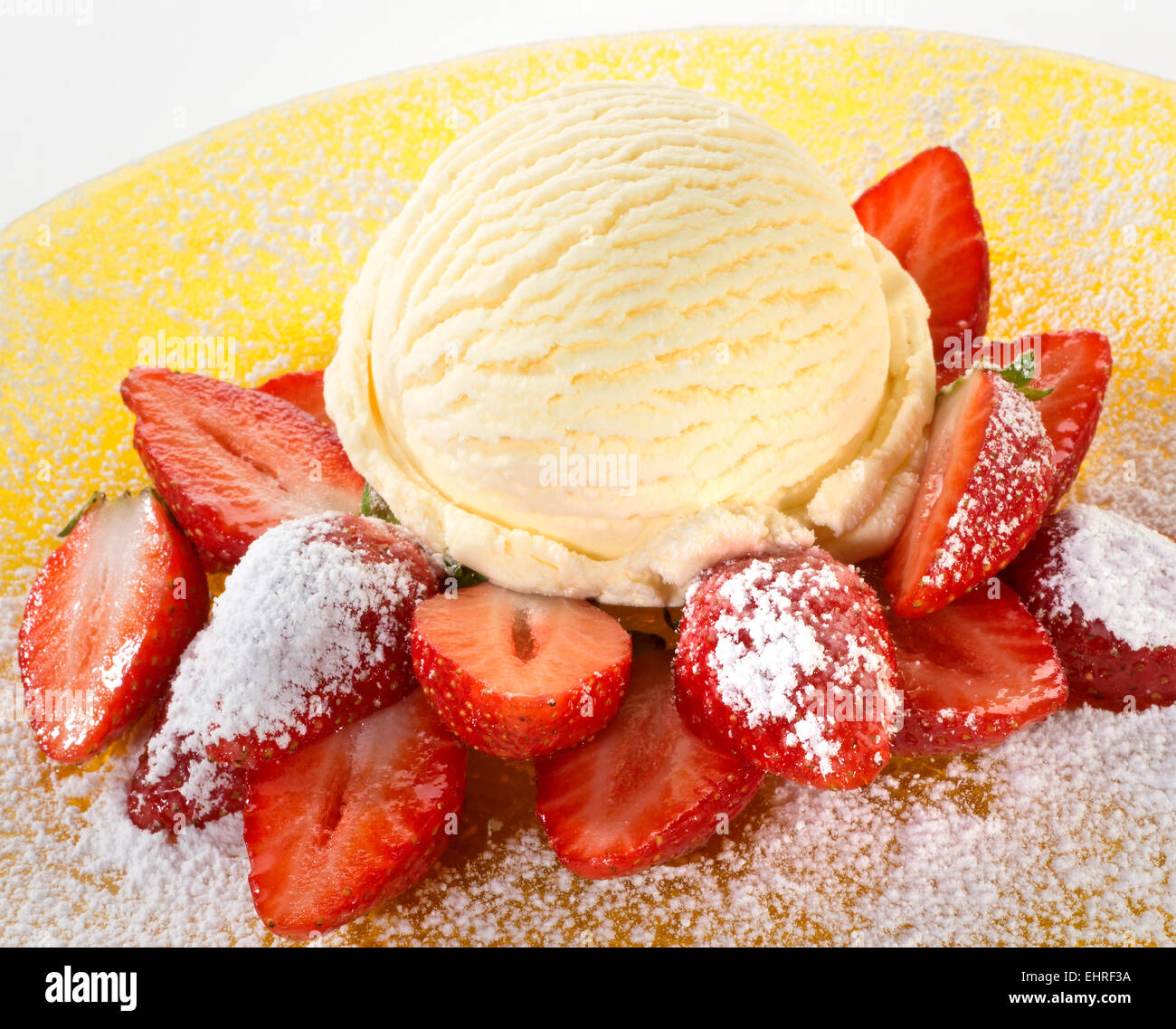 Ice cream with strawberries Stock Photo