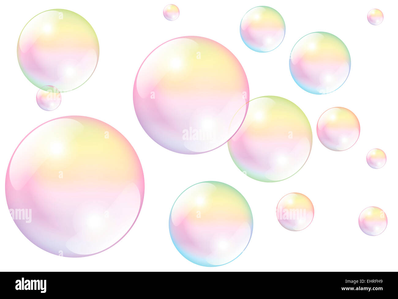 Soap bubbles on white background. Stock Photo