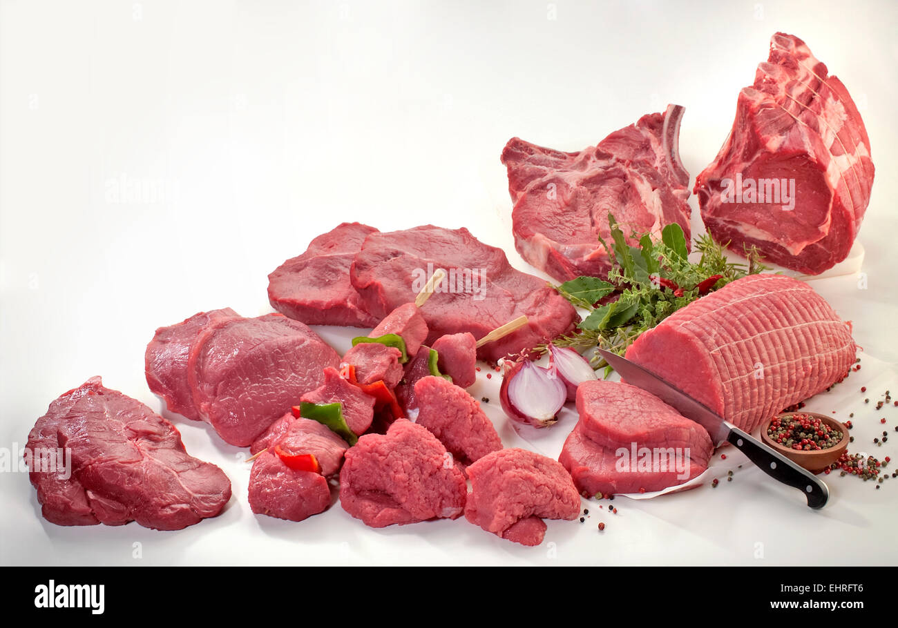 Fresh cuts of meat Stock Photo Alamy