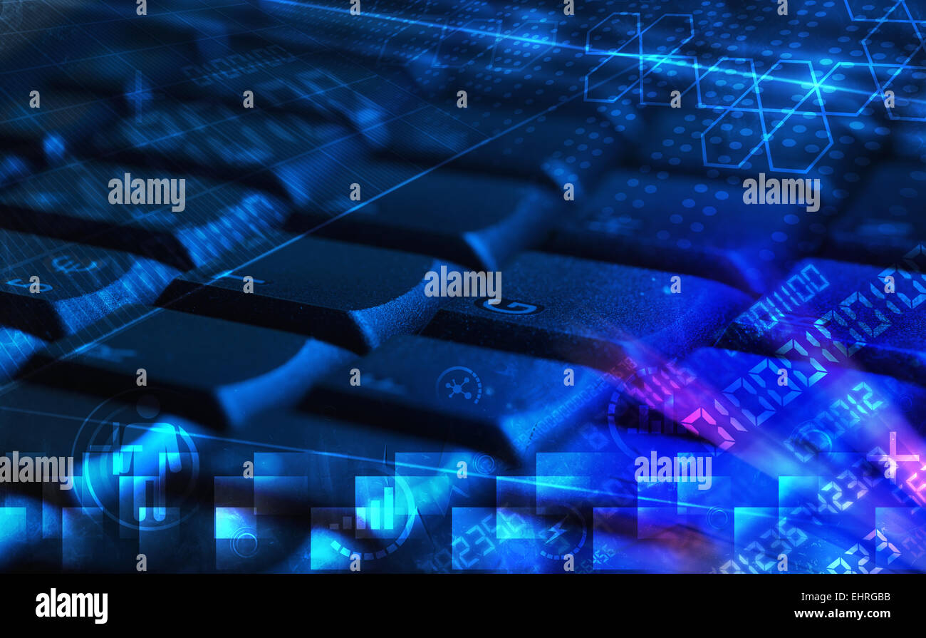 Keyboard with glowing programming codes Stock Photo - Alamy
