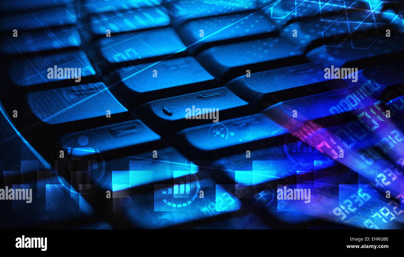 Keyboard with glowing programming codes Stock Photo - Alamy image.