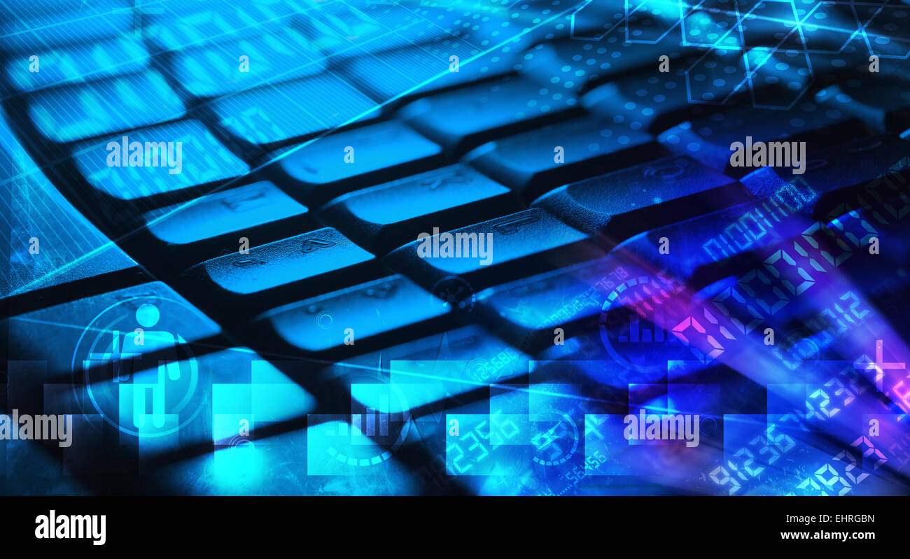 Keyboard with glowing programming codes Stock Photo - Alamy