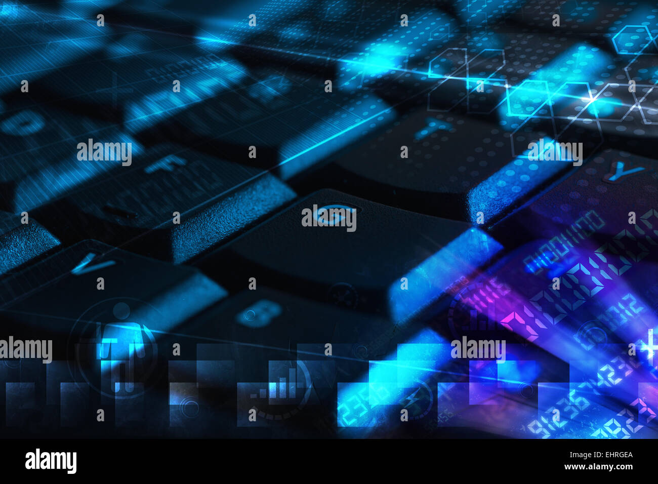 Keyboard with glowing programming codes Stock Photo - Alamy