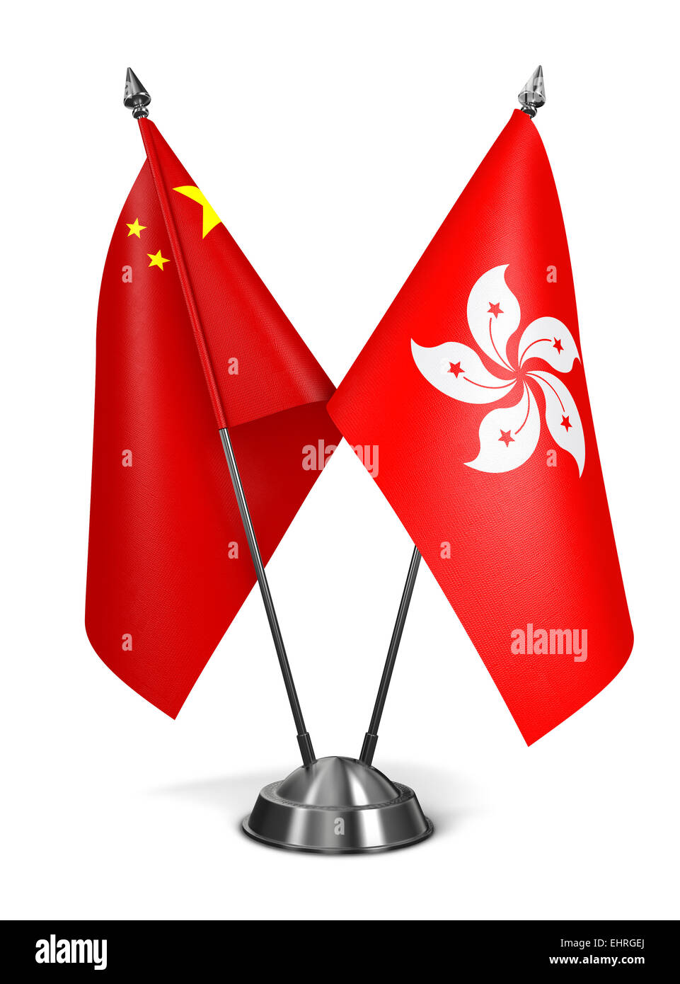 Hong Kong and China - Miniature Flags. Stock Photo