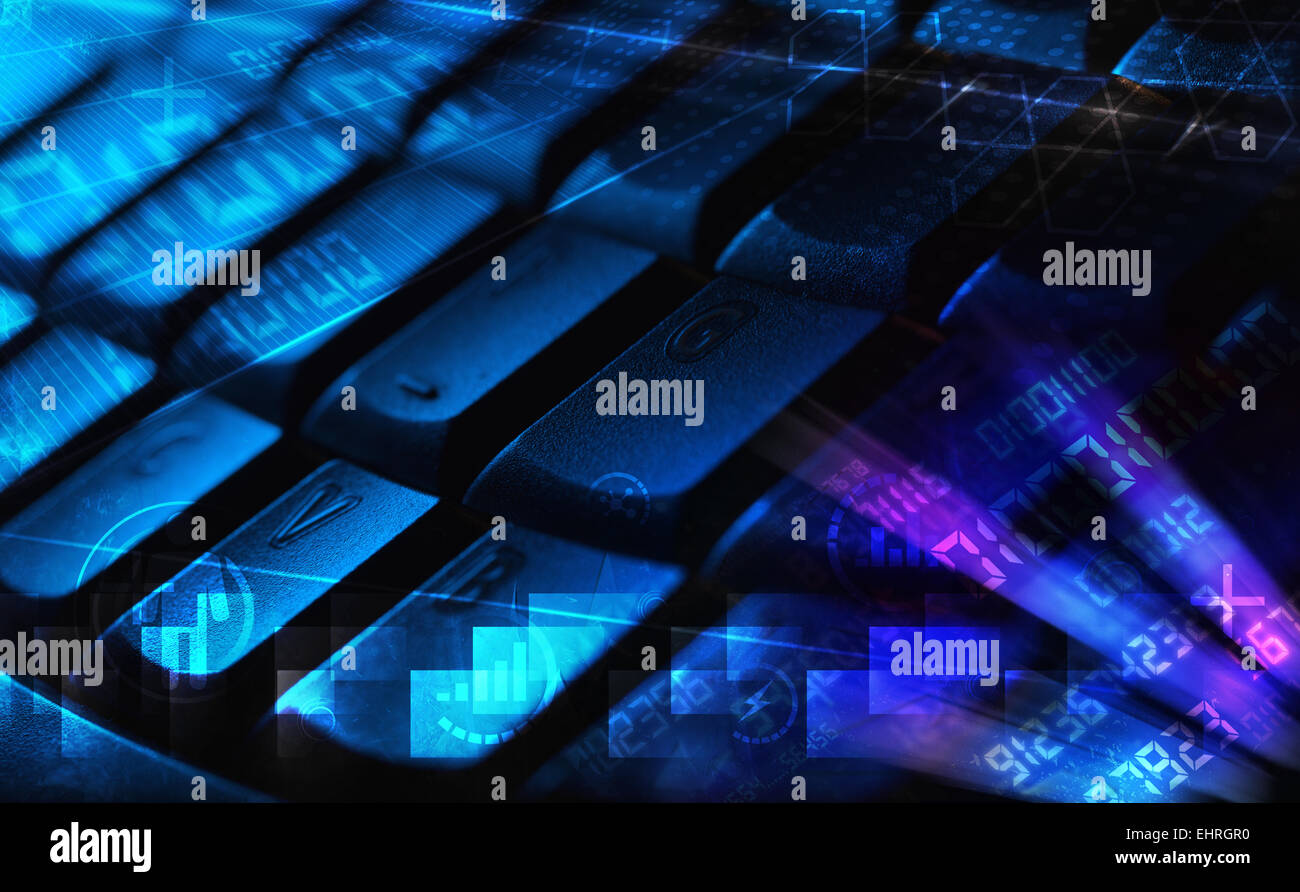 Keyboard with glowing programming codes Stock Photo - Alamy