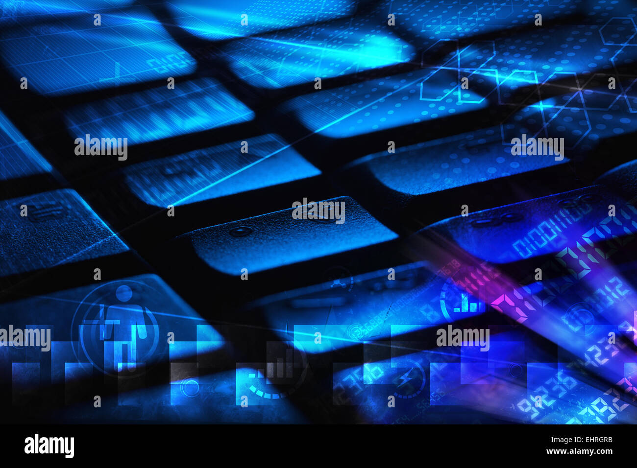 Keyboard with glowing programming codes Stock Photo - Alamy