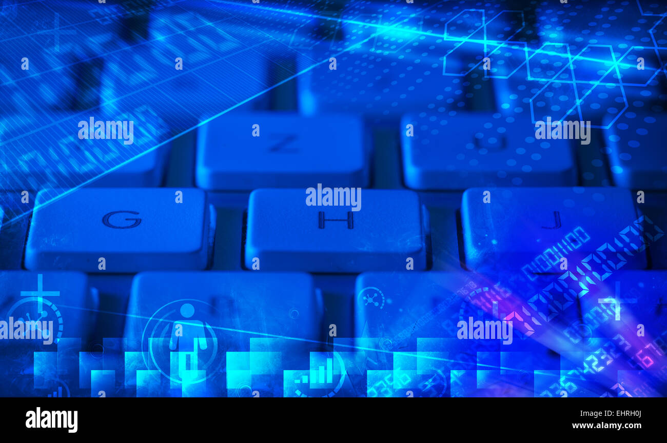 Keyboard with glowing programming codes Stock Photo - Alamy