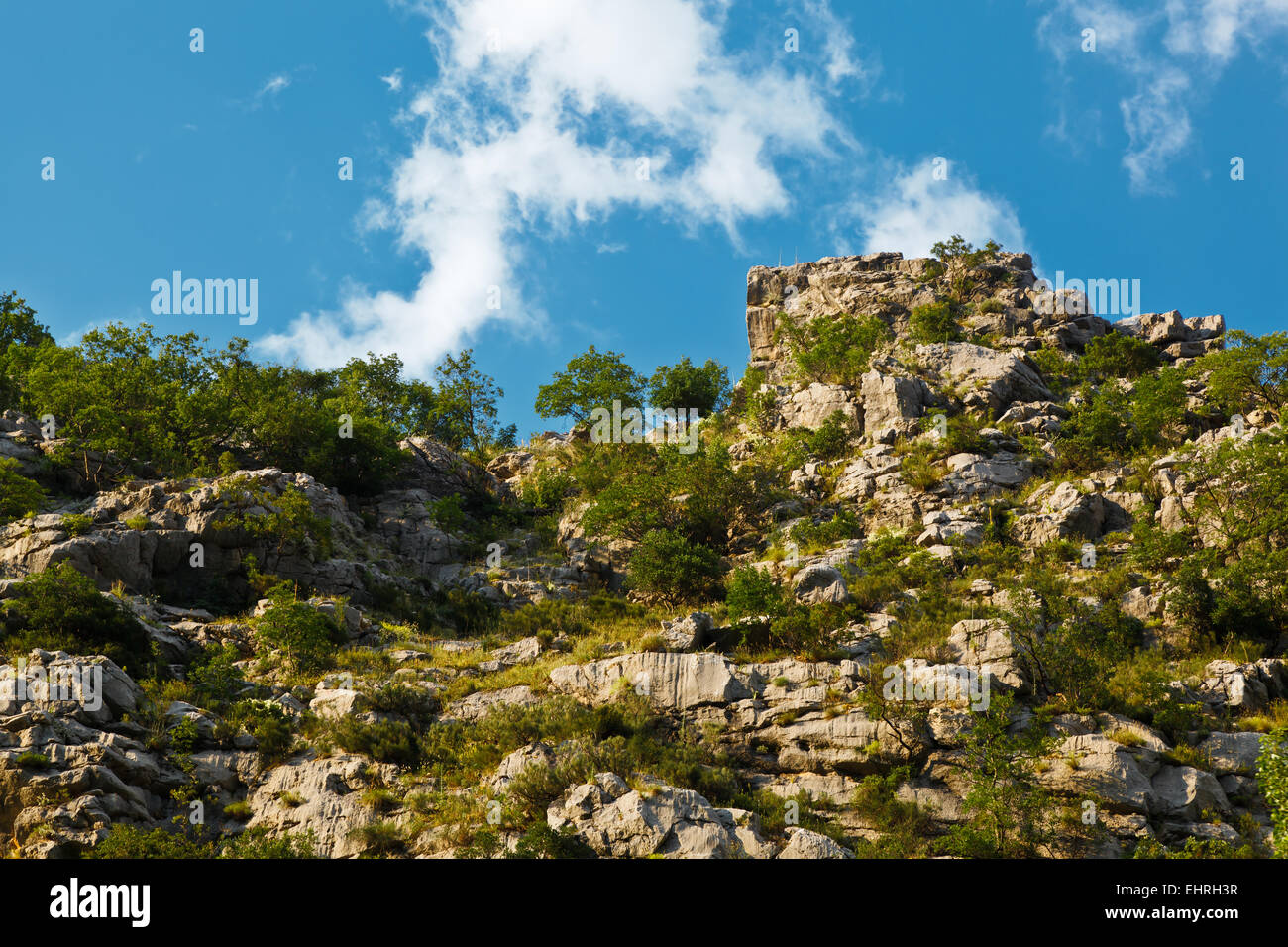 Cliff in Canyon of Mountain River near Split, Croatia Stock Photo