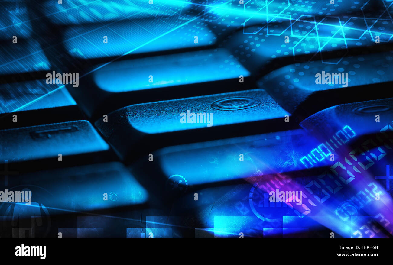 Keyboard with glowing programming codes Stock Photo - Alamy