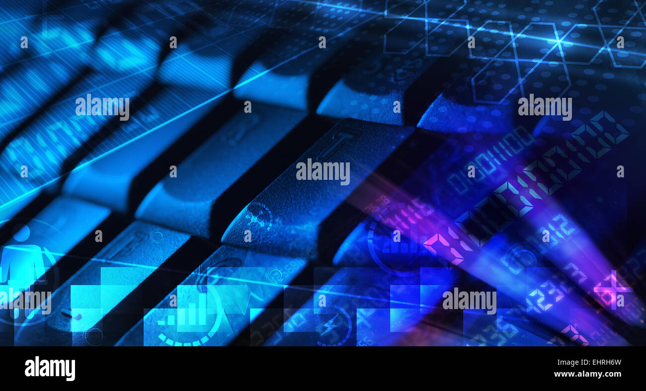 Keyboard with glowing programming codes Stock Photo - Alamy