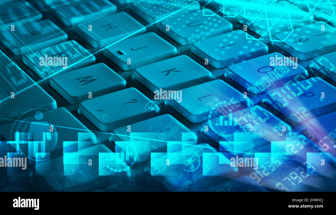 Keyboard with glowing programming codes Stock Photo - Alamy image.