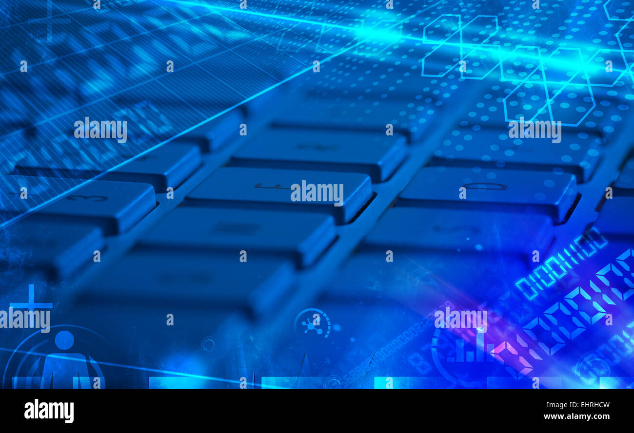 Keyboard with glowing programming codes Stock Photo - Alamy