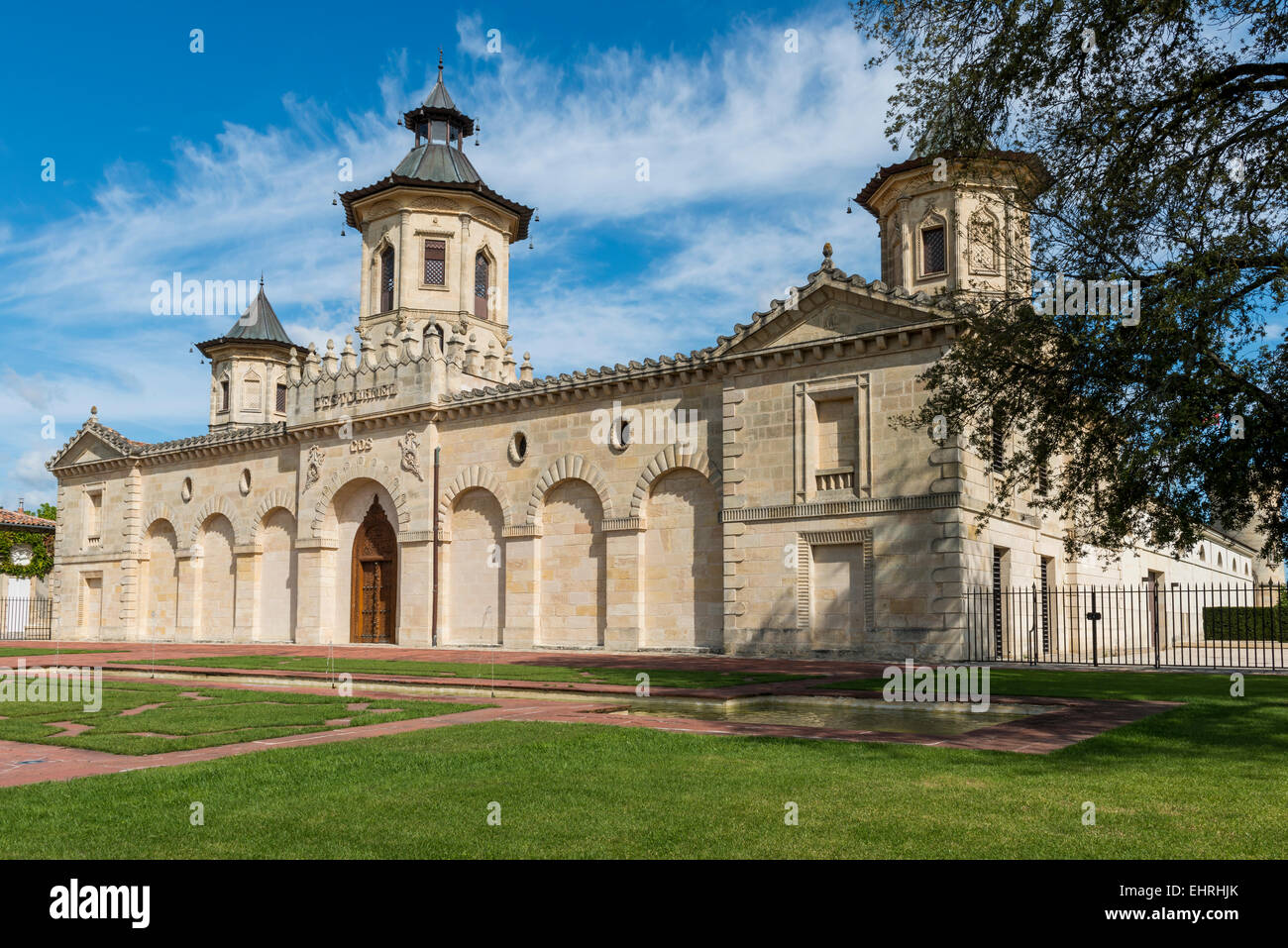 Side Chateau Cos d'Estournel in Saint-Estephe Medoc France. Stock Photo