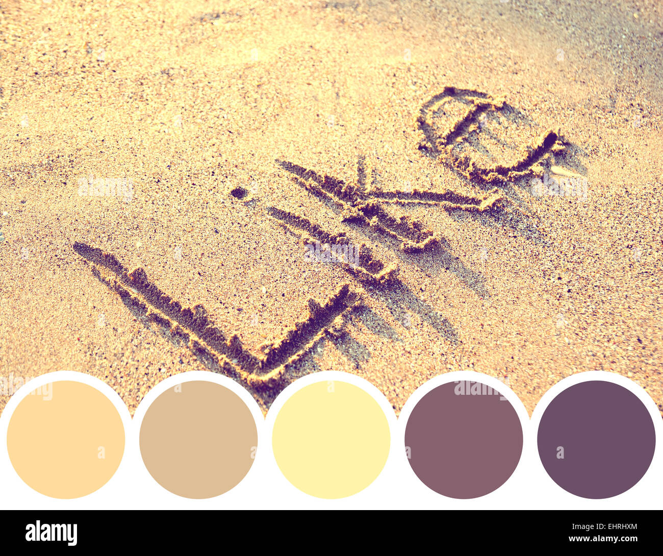 Color Palette Of Like Word On Sand Stock Photo - Alamy