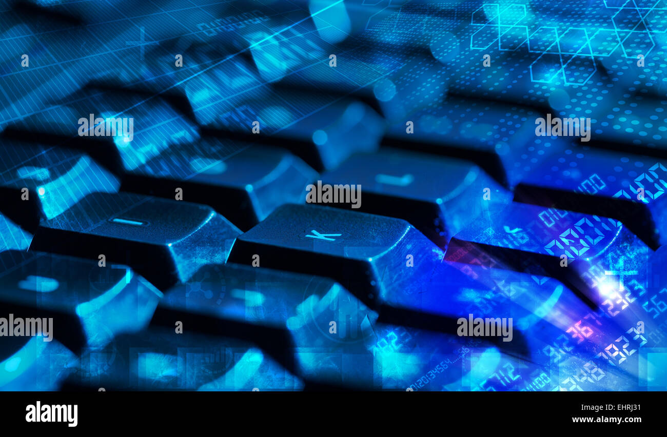 Keyboard with glowing programming codes Stock Photo - Alamy